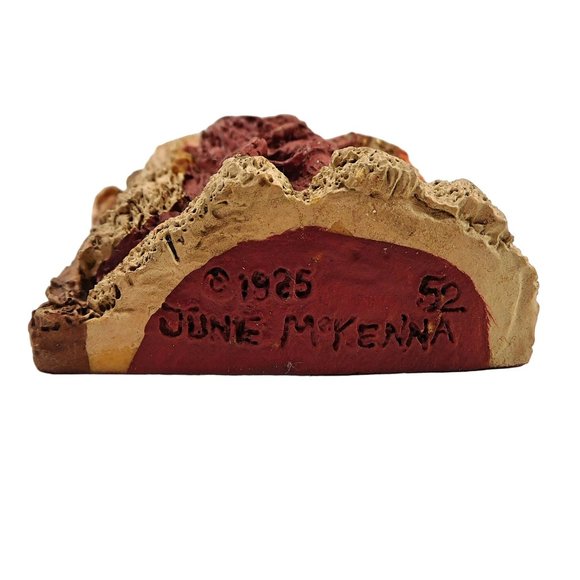 Vintage Folk Art Style Santa Claus Flat Back Figurine June McKenna 1985 Signed - Picture 5 of 6